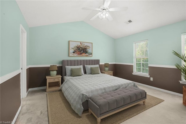 131 Hickory Creek Ct, Winston-Salem, NC 27107 - bedroom featuring carpet flooring, lofted ceiling, and a ceiling fan