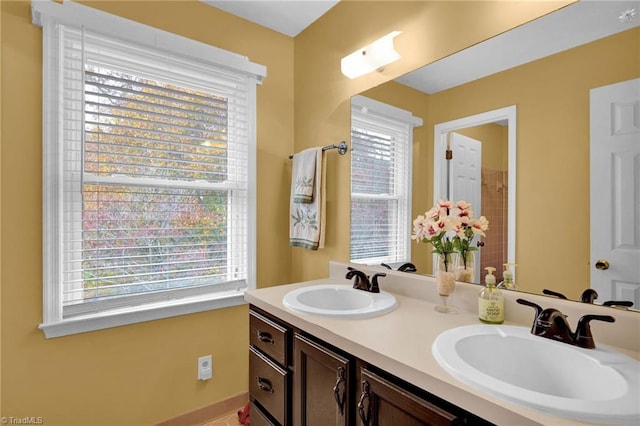 bathroom with a wealth of natural light and vanity