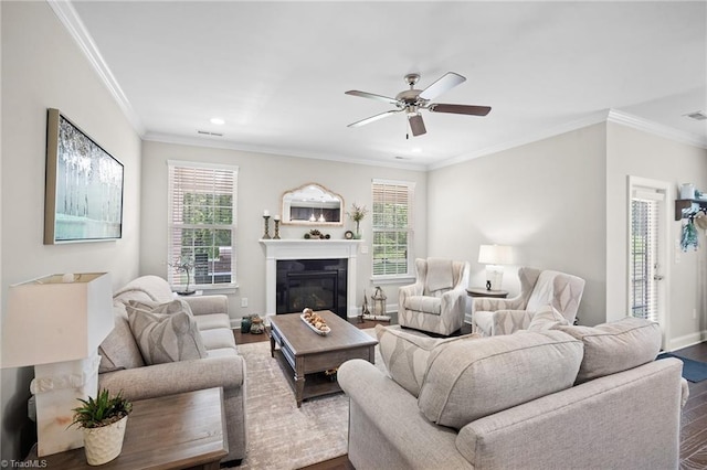 1417 Blooming Mountain Way, Kernersville, NC 27284 - living room with plenty of natural light, baseboards, ceiling fan, and wood finished floors