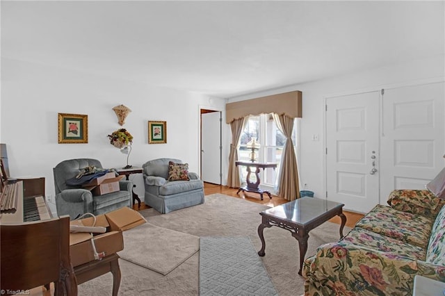 living room with light wood-type flooring