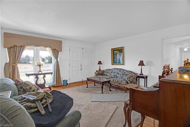 living room with light wood-type flooring