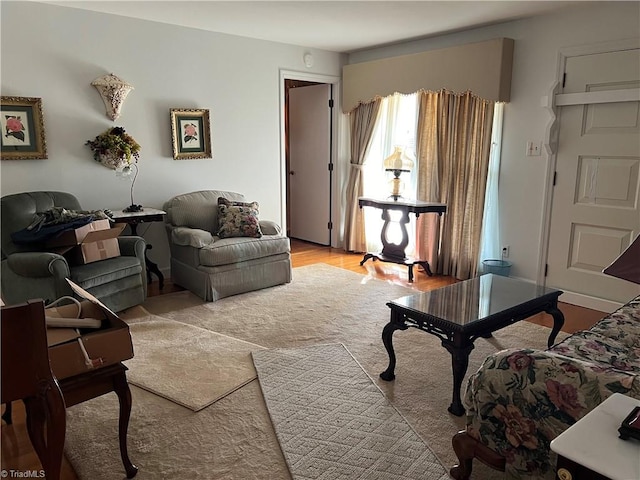 living room with light hardwood / wood-style floors