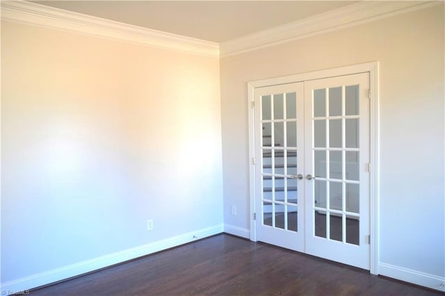 8113 Simon Dr Lot 38, Stokesdale, NC 27357 - empty room with french doors, crown molding, dark wood-style floors, and baseboards