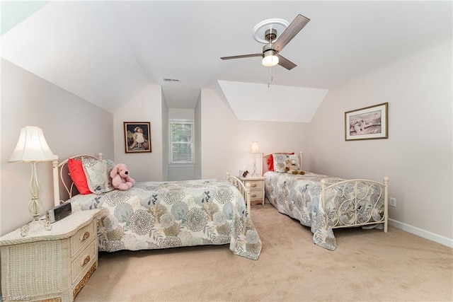 4002 Hobbs Rd, Greensboro, NC 27410 - bedroom featuring carpet floors, lofted ceiling, and a ceiling fan
