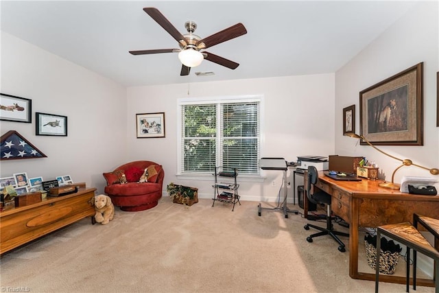 4002 Hobbs Rd, Greensboro, NC 27410 - carpeted home office featuring ceiling fan and baseboards