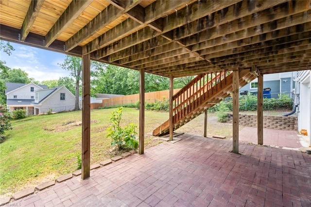 view of patio featuring stairs