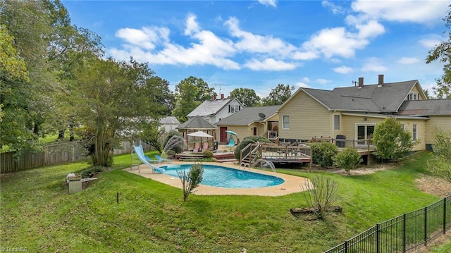 2606 Boone Trl, North Wilkesboro, NC 28659 - view of swimming pool featuring a water slide and a deck