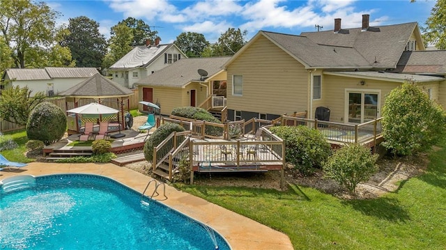 2606 Boone Trl, North Wilkesboro, NC 28659 - rear view of house featuring a wooden deck and a gazebo