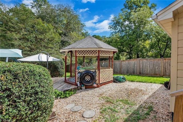 2606 Boone Trl, North Wilkesboro, NC 28659 - fenced backyard with a gazebo and a wooden deck