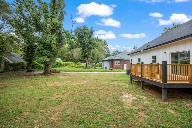 view of yard featuring a deck