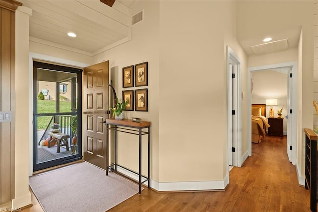 hall featuring light wood-type flooring