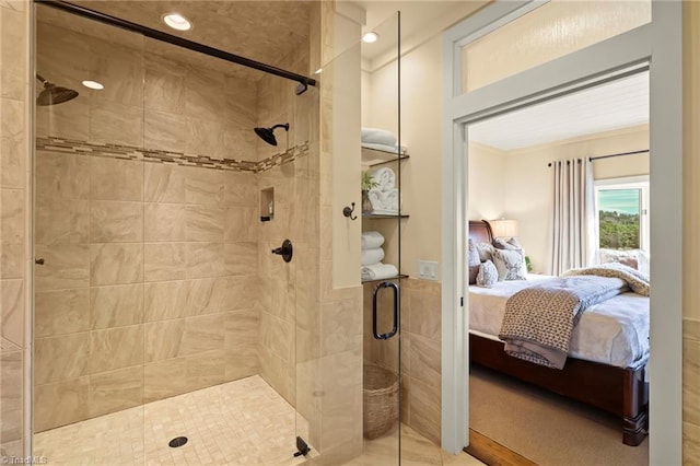 bathroom featuring an enclosed shower