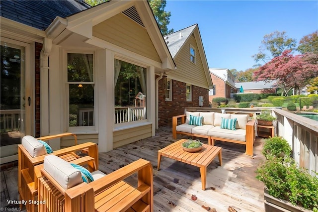 deck featuring an outdoor hangout area