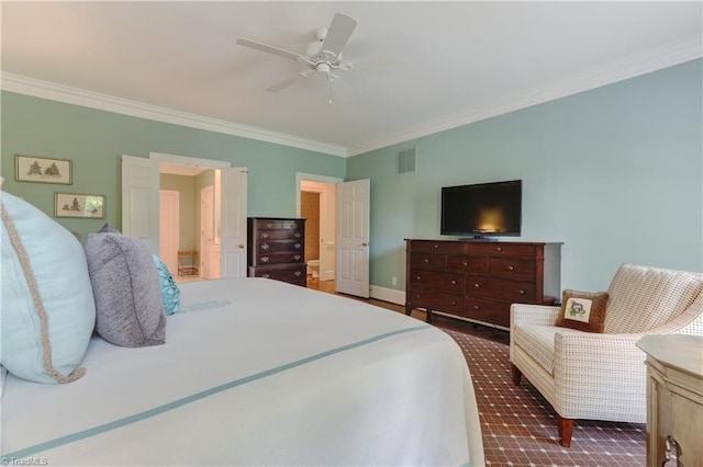 3612 Camden Falls Cir, Greensboro, NC 27410 - bedroom with crown molding and a ceiling fan