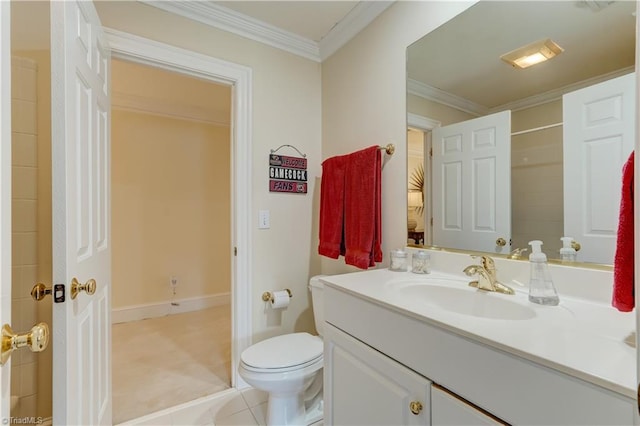 3612 Camden Falls Cir, Greensboro, NC 27410 - bathroom featuring vanity, tile patterned flooring, and crown molding