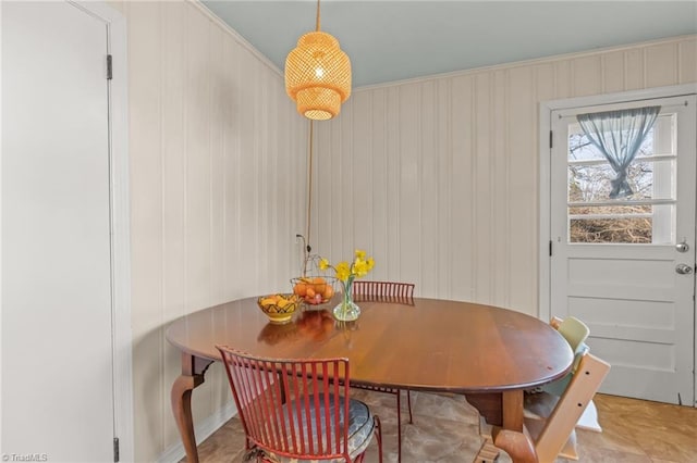 view of dining room