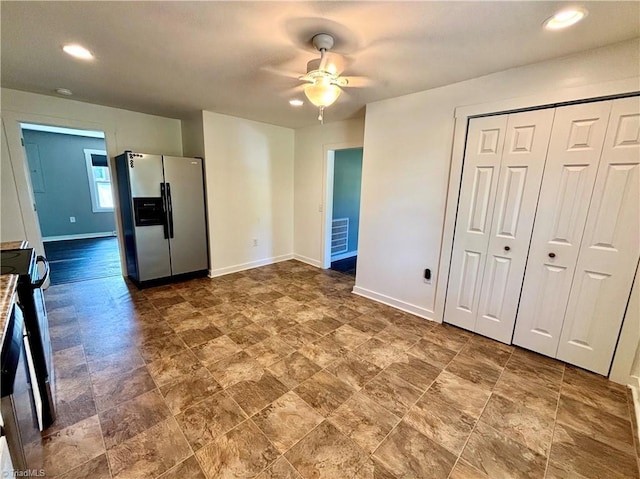 1699 W Pine St, Mount Airy, NC 27030 - kitchen with stainless steel appliances, ceiling fan, baseboards, and recessed lighting