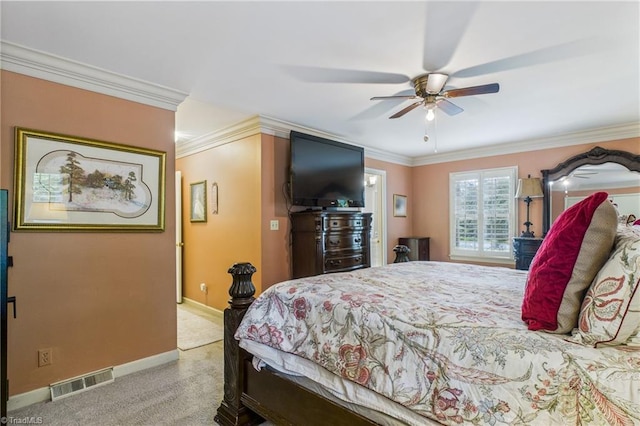 1317 Longcreek Dr, High Point, NC 27262 - carpeted bedroom with ornamental molding, baseboards, and ceiling fan