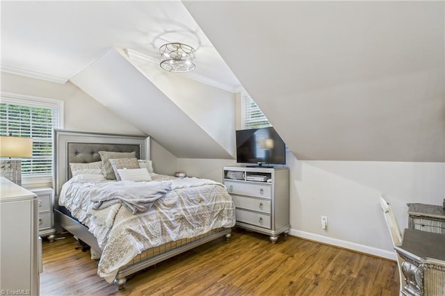 1317 Longcreek Dr, High Point, NC 27262 - bedroom featuring wood finished floors, vaulted ceiling, and baseboards