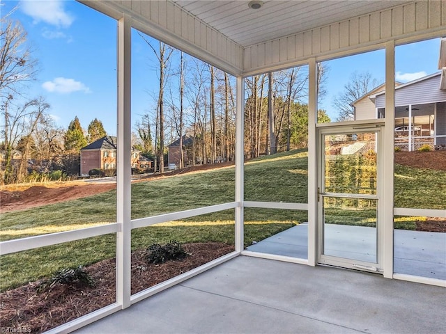 view of unfurnished sunroom