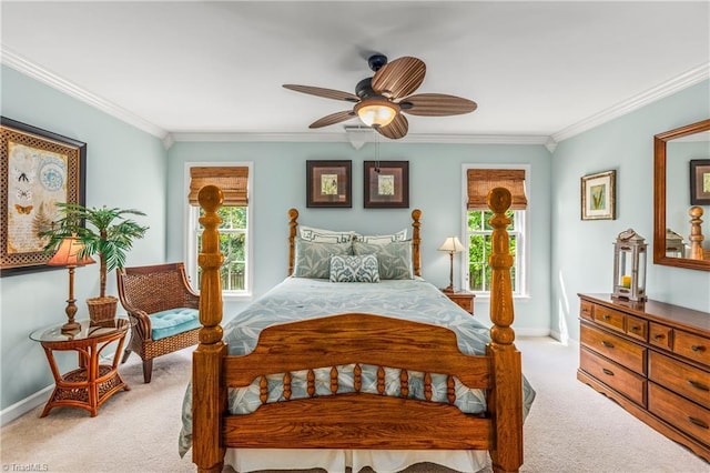 3116 Lodge Dr, Jamestown, NC 27282 - carpeted bedroom featuring crown molding, baseboards, and a ceiling fan