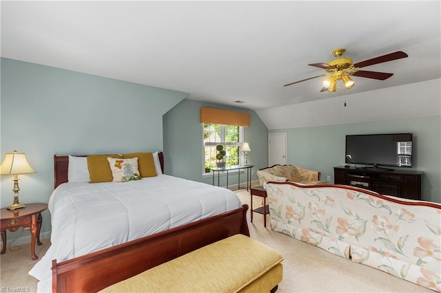3116 Lodge Dr, Jamestown, NC 27282 - bedroom featuring carpet floors, lofted ceiling, ceiling fan, and baseboards