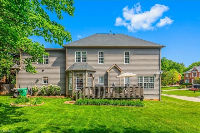 3116 Lodge Dr, Jamestown, NC 27282 - back of house with a wooden deck, a yard, and crawl space