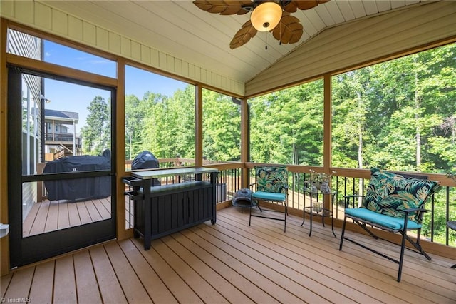 7615 Mary Ellen Ct, Greensboro, NC 27409 - sunroom / solarium with ceiling fan and lofted ceiling