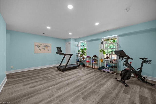 7615 Mary Ellen Ct, Greensboro, NC 27409 - workout area with wood finished floors and recessed lighting