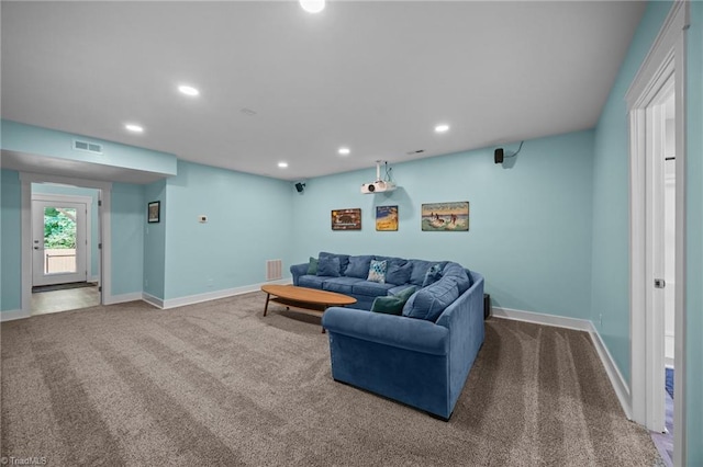 7615 Mary Ellen Ct, Greensboro, NC 27409 - carpeted living area with baseboards and recessed lighting