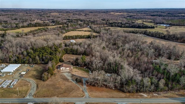 bird's eye view featuring a view of trees