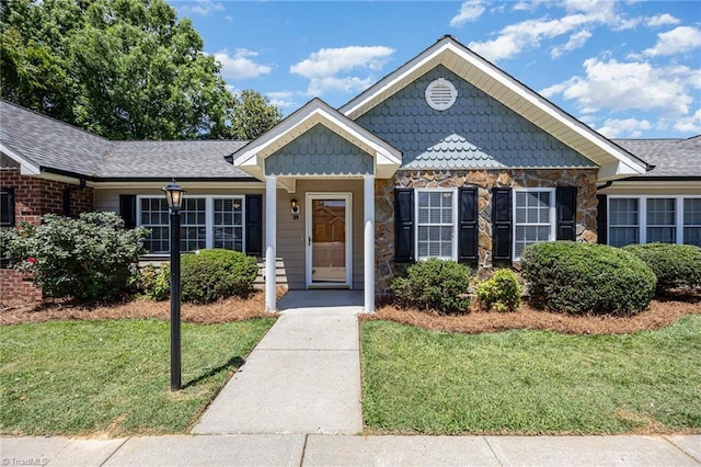 711 Sunset Ave Unit B, Asheboro, NC 27203 - view of front of house with a front lawn and stone siding