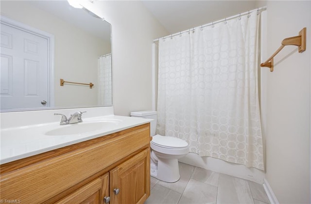 711 Sunset Ave Unit B, Asheboro, NC 27203 - bathroom with vanity, toilet, tile patterned flooring, and shower / tub combo with curtain