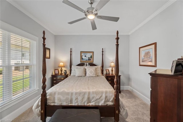 1623 Angus Ridge Dr, Kernersville, NC 27284 - carpeted bedroom featuring multiple windows, crown molding, and ceiling fan