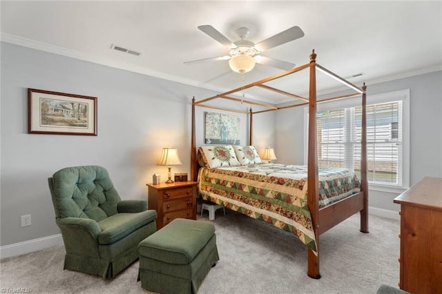 1623 Angus Ridge Dr, Kernersville, NC 27284 - bedroom featuring crown molding, carpet, and ceiling fan