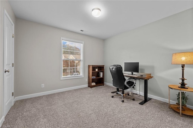 office space with carpet floors