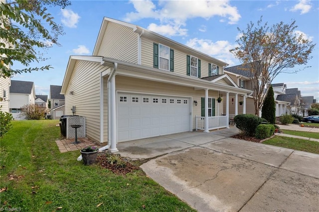 view of home's exterior featuring a garage and a lawn