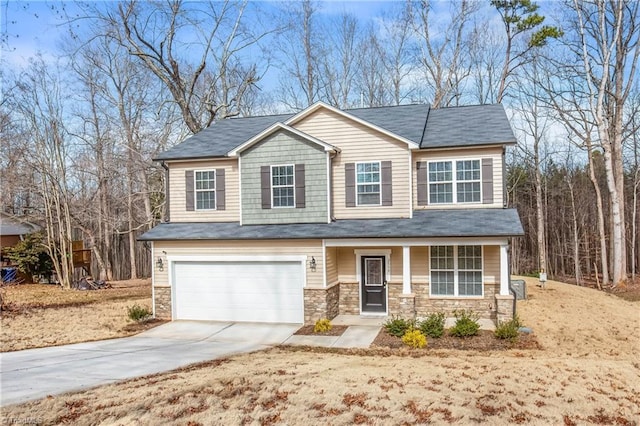 view of front of house with a garage