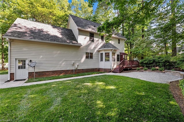 1005 Stuart Dr, Mebane, NC 27302 - back of house with a patio, a wooden deck, and a yard