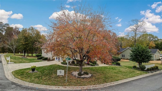 view of community featuring a lawn