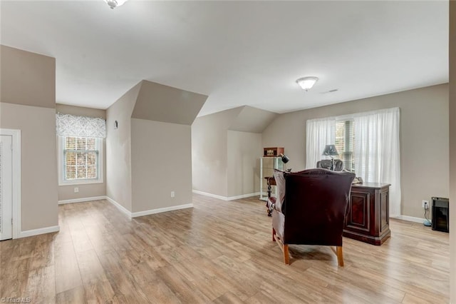 home office featuring light hardwood / wood-style flooring