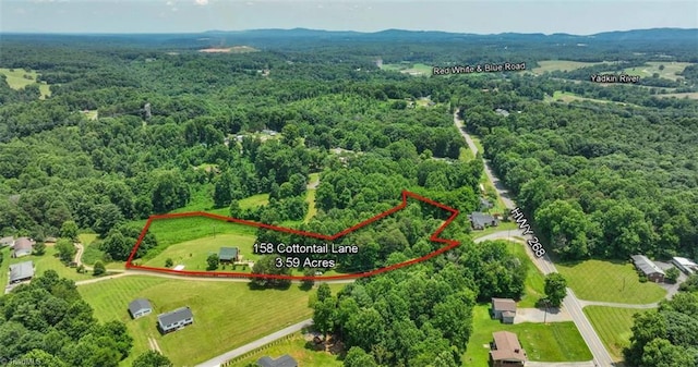 158 Cottontail Ln, North Wilkesboro, NC 28659 - view of property location with property parcel outlined and a heavily wooded area