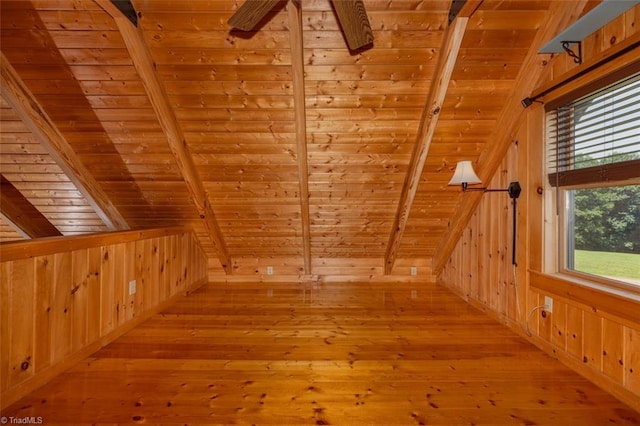 158 Cottontail Ln, North Wilkesboro, NC 28659 - interior space featuring wood ceiling, wooden walls, and light wood-style flooring