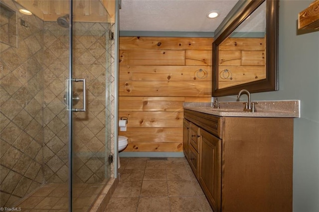 158 Cottontail Ln, North Wilkesboro, NC 28659 - full bathroom featuring vanity, a shower stall, and recessed lighting
