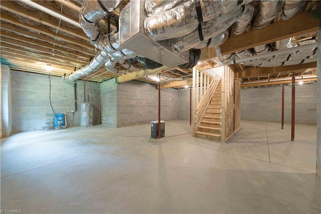 2578 Whipporwill Ct, Rural Hall, NC 27045 - unfinished below grade area featuring water heater and stairway