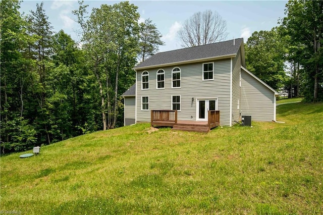 2578 Whipporwill Ct, Rural Hall, NC 27045 - back of property with a wooden deck and a lawn