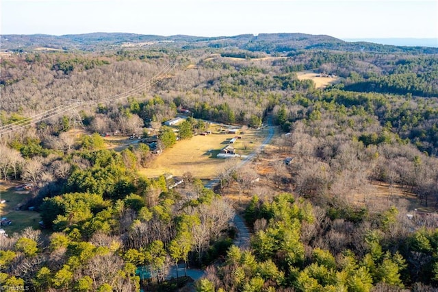 birds eye view of property with a forest view