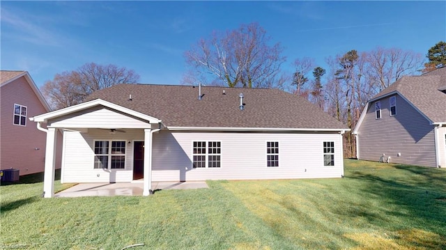 3043 Loch Dr, Winston-Salem, NC 27106 - back of house featuring a patio area, a yard, ceiling fan, and cooling unit