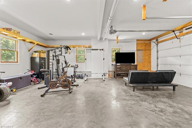 924 Delta Dr, Randleman, NC 27317 - exercise room with a garage, healthy amount of natural light, and recessed lighting