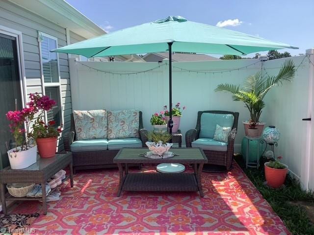 view of patio / terrace featuring an outdoor living space